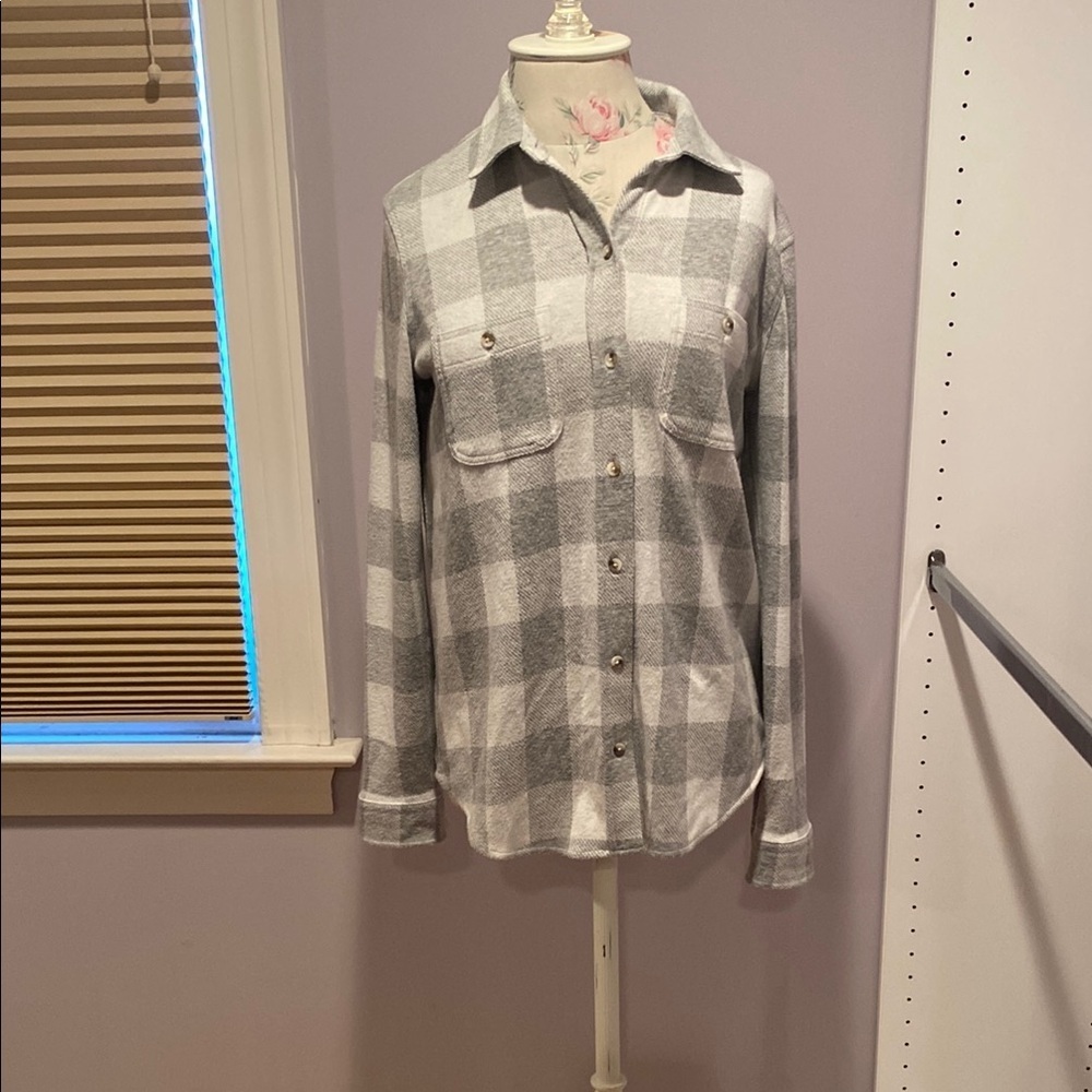 Faherty Gray Plaid Button Down Shirt - image 1